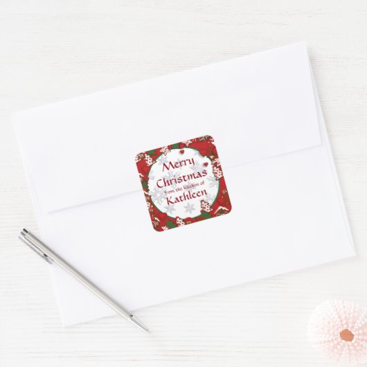 Vrolijk kerstcadeau Cookie Gift Sticker (Envelop)