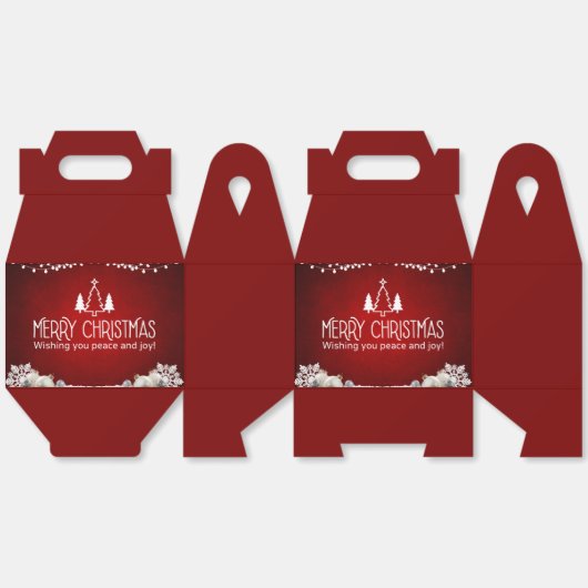 Vrolijk kerstcadeau doos - Feestelijke Vrede & Joy Bedankdoosjes (Ongevouwen)