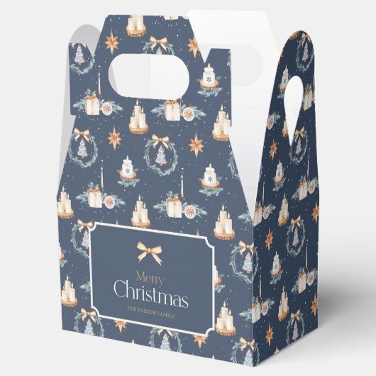 Vrolijk kerstcadeau doos met gouden boog bedankdoosjes (Geopend)