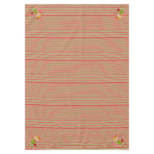 Vrolijk kerstcadeau, Elf Stripe Green Red Tafelkleed (Voorkant)
