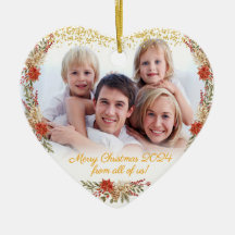 Vrolijk Kerstcadeau Familie Foto Hart Ornament
