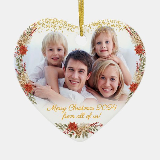 Vrolijk Kerstcadeau Familie Foto Hart Ornament (Voorkant)
