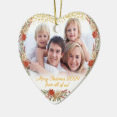 Vrolijk Kerstcadeau Familie Foto Hart Ornament (Links)