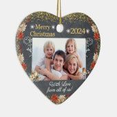 Vrolijk Kerstcadeau Familie Foto Hart Ornament (Rechts)