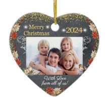 Vrolijk Kerstcadeau Familie Foto Hart Ornament