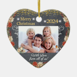 Vrolijk Kerstcadeau Familie Foto Hart Ornament