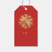 Vrolijk kerstcadeau Foto Red Gold Snowflakes Cadeaulabel (Achterkant)