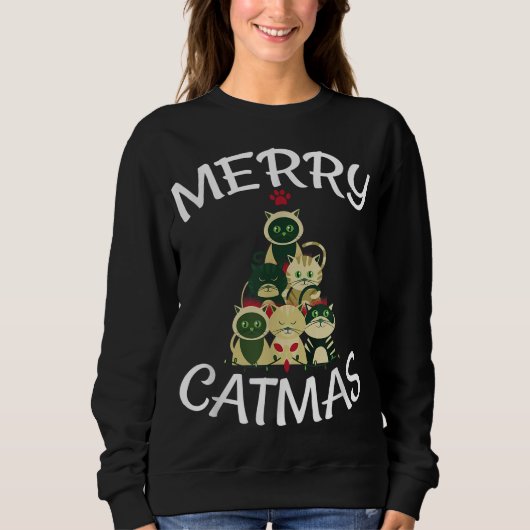 Vrolijk kerstcadeau Grappige kat Kerstmis Trui (Voorkant)