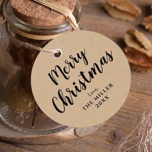 Vrolijk kerstcadeau Kraft Bedankjes Labels