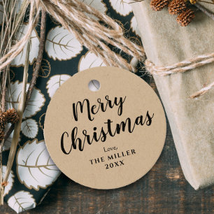 Vrolijk kerstcadeau Kraft Bedankjes Labels