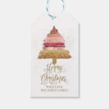 Vrolijk kerstcadeau Label, kerstboom, roze