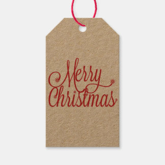 Vrolijk kerstcadeau label (kraft) cadeaulabel