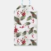 Vrolijk kerstcadeau label met holly en poinsettia cadeaulabel (Achterkant)