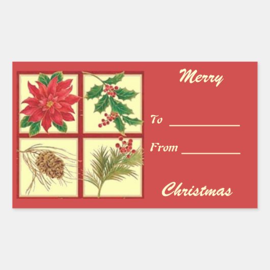 Vrolijk kerstcadeau Label Rechthoek Sticker (Voorkant)