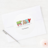 Vrolijk kerstcadeau Label, vakantie typografie Ronde Sticker (Envelop)