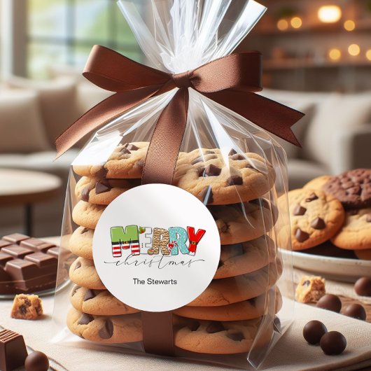 Vrolijk kerstcadeau Label, vakantie typografie Ronde Sticker