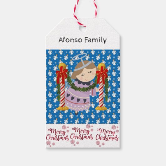 Vrolijk kerstcadeau Labels Angel Cadeaulabel (Voorkant)