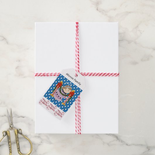 Vrolijk kerstcadeau Labels Angel Cadeaulabel (Met Touw)