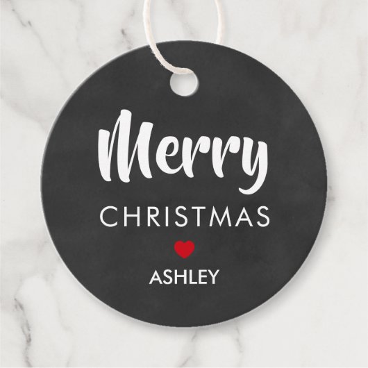Vrolijk kerstcadeau Labels, cirkel krijtbord Bedankjes Labels (Voorkant)