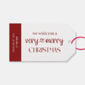 Vrolijk kerstcadeau Labels Classic Red Typografie Cadeaulabel (Voorkant (Horizontaal))