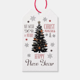 Vrolijk kerstcadeau-Labels nieuwjaarsbomen Cadeaulabel