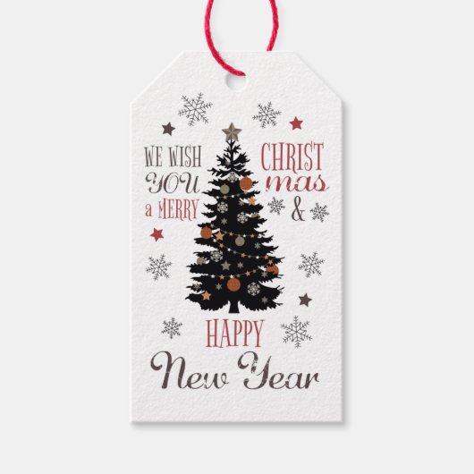 Vrolijk kerstcadeau Labels Nieuwjaarsboom Cadeaulabel (Voorkant)