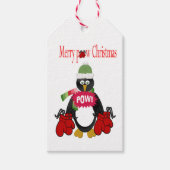 Vrolijk kerstcadeau Labels Pinguïn Pow Boksen Cadeaulabel (Voorkant)
