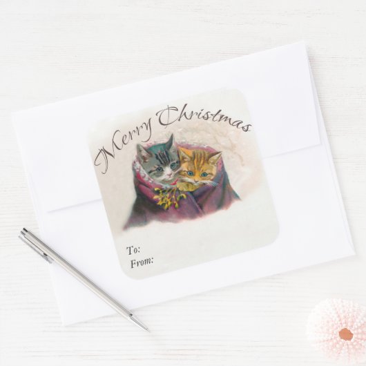 Vrolijk kerstcadeau Labels - Schattigee Kittens (Envelop)