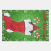 Vrolijk kerstcadeau met rode kerst, zwenkbrauw inpakpapier vel (Voorkant)