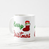 Vrolijk kerstcadeau met rood groen halve script koffiemok (Voorkant links)