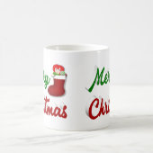 Vrolijk kerstcadeau met rood groen halve script koffiemok (Center)