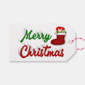 Vrolijk kerstcadeau met rood groen script cadeaulabel (Voorkant (Horizontaal))