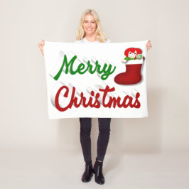 Vrolijk kerstcadeau met rood groen script fleece deken