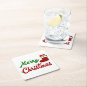 Vrolijk kerstcadeau met rood groen script kartonnen onderzetters (Insitu)