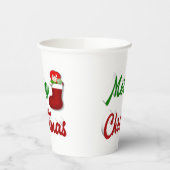 Vrolijk kerstcadeau met rood groen script papieren bekers (Links)