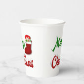 Vrolijk kerstcadeau met rood groen script papieren bekers (Rechts)