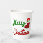 Vrolijk kerstcadeau met rood groen script papieren bekers (Voorkant)
