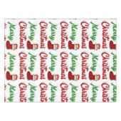 Vrolijk kerstcadeau met rood groen script tafelkleed (Voorkant (Horizontaal))