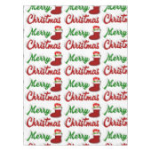 Vrolijk kerstcadeau met rood groen script tafelkleed (Voorkant)