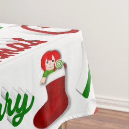 Vrolijk kerstcadeau met rood groen script tafelkleed