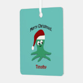 Vrolijk kerstcadeau metalen ornament (Voorkant links)