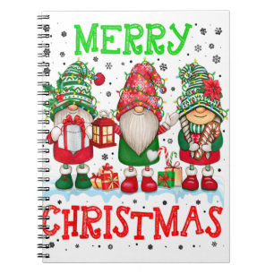 Vrolijk kerstcadeau op het plein kerstkerstkerstke notitieboek