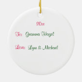 Vrolijk kerstcadeau, Ornament van keramische keram (Achterkant)