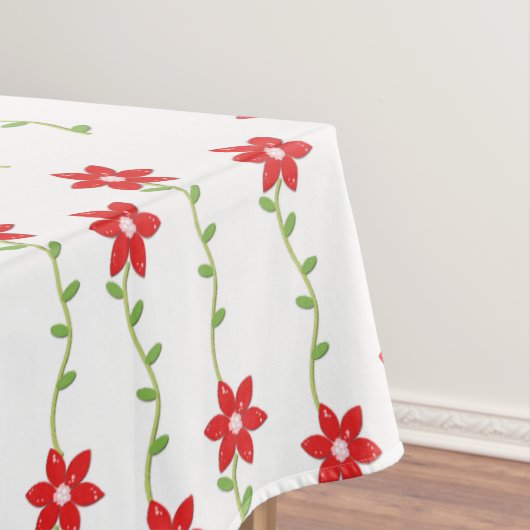 Vrolijk kerstcadeau, Poinsettia White Floral Tafelkleed (Voorbeeld)