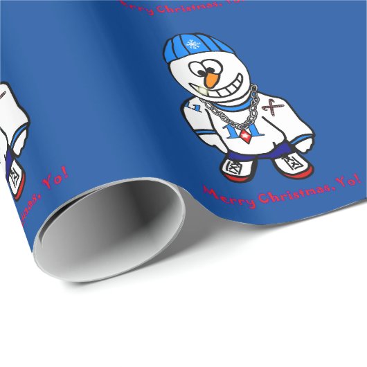 Vrolijk kerstcadeau, Rapper Snowman wrapping Paper Cadeaupapier (Rol Hoek)