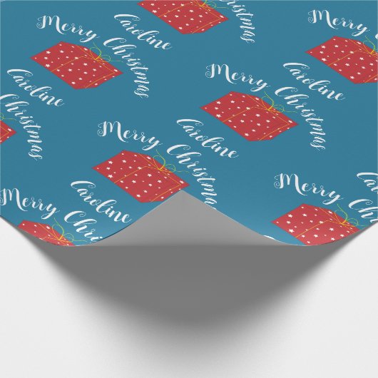 Vrolijk kerstcadeau Schattige met aangepaste naam Cadeaupapier (Hoek)