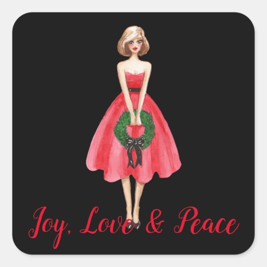 Vrolijk kerstcadeau sticker (Voorkant)