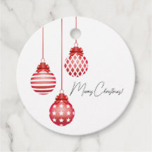 Vrolijk kerstcadeau Tag met rode ornamenten