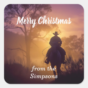 Vrolijk kerstcadeau van de naam Paard Vierkante Sticker