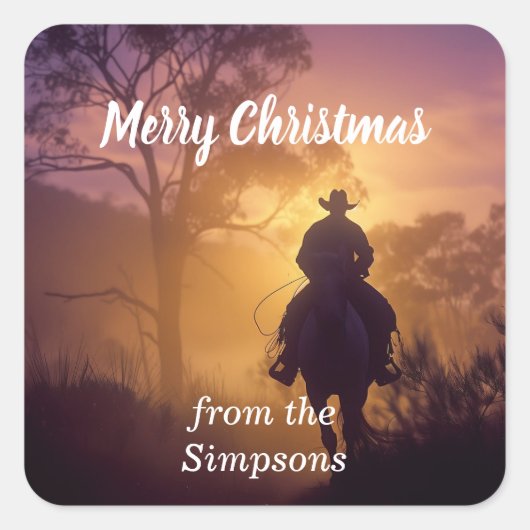 Vrolijk kerstcadeau van de naam Paard Vierkante Sticker (Voorkant)